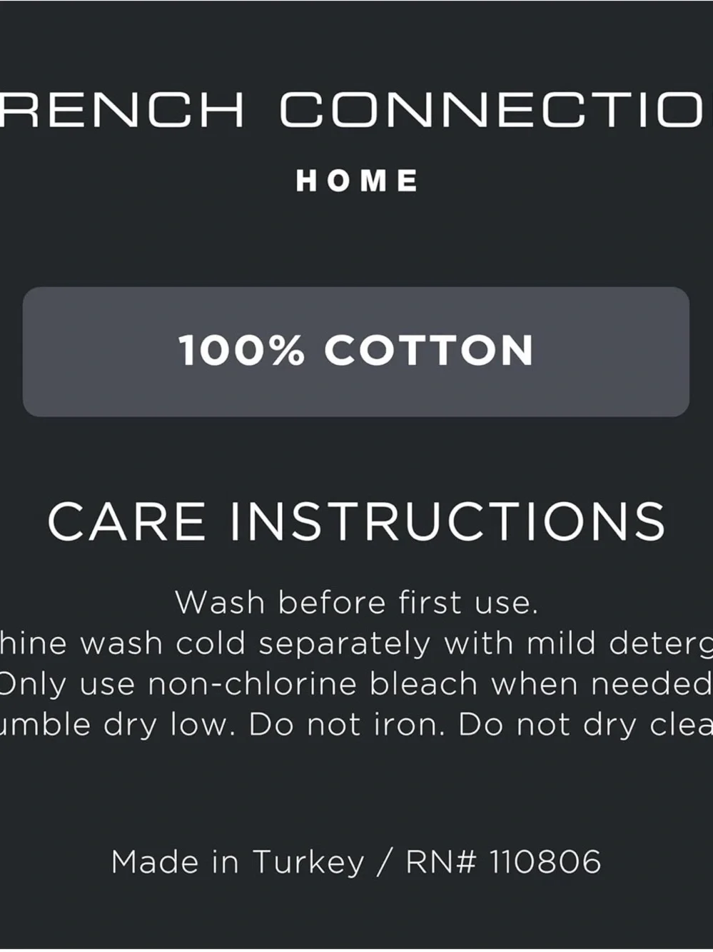 NIP - French Connection set of two 100% Turkish Cotton Bath Sheet 33”x63”